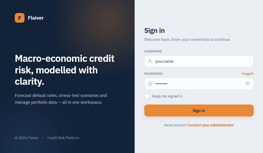 Flaiver sign-in screen
